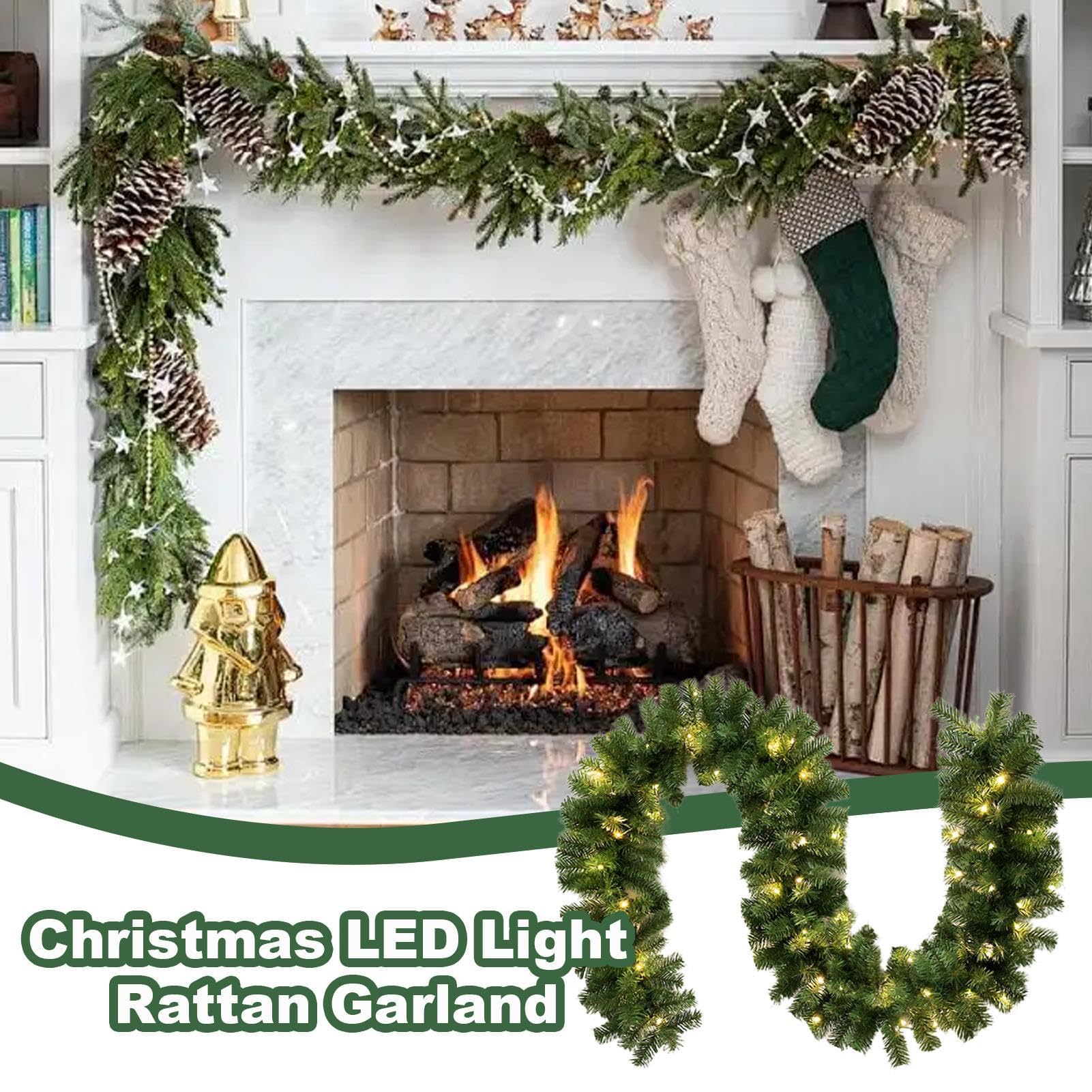 Ghirlanda natalizia con – 9,02 piedi Prelit per decorazione esterni/interni | Ghirlanda di festa illuminata per mantello, , scale, decorazione di Natale | 2,75 m Pre Illuminata Ghirlanda Natalizia Artificiale Verde Con Per Tavolo, , Mensola, Scale E Corri