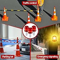 Vista 6 de VIHOSE 4 piezas de luces LED para conos de tráfico, cono intermitente de tráfico con 3 modos de parpadeo, luz de advertencia LED para conos