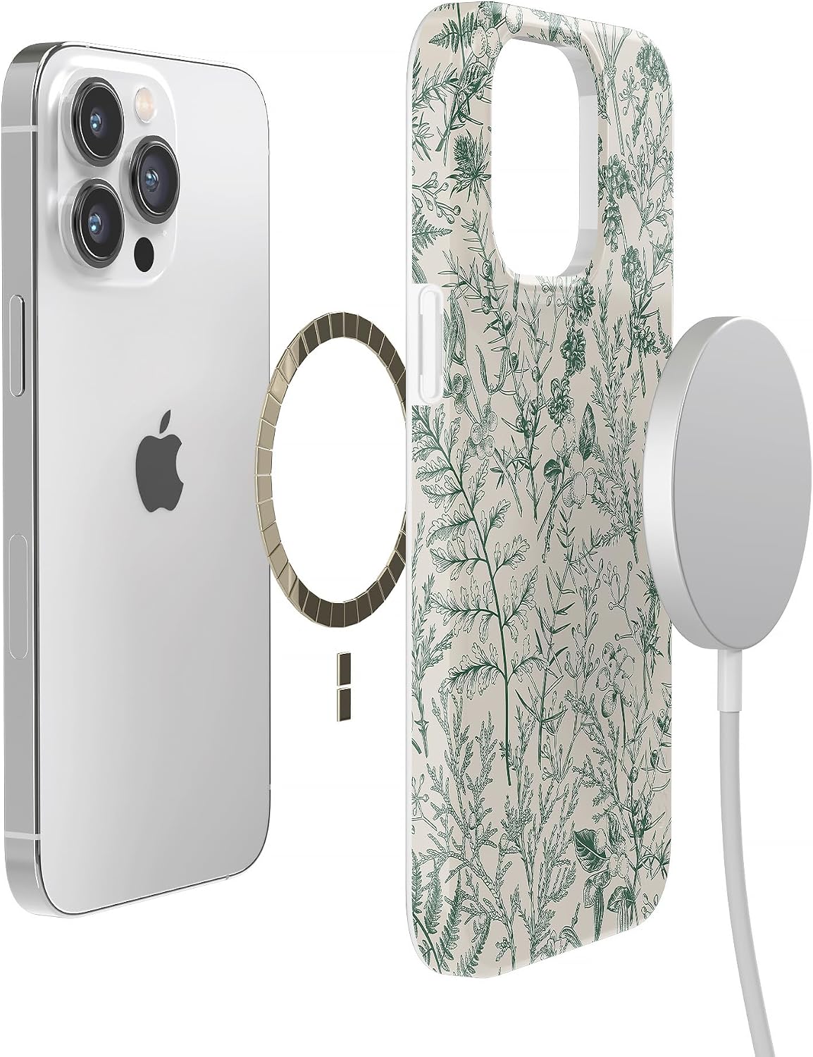 Casely iPhone 14 Pro Max Case | Sage Garden | Green Floral | Compatible with MagSafe | Classic Ultra Slim Design