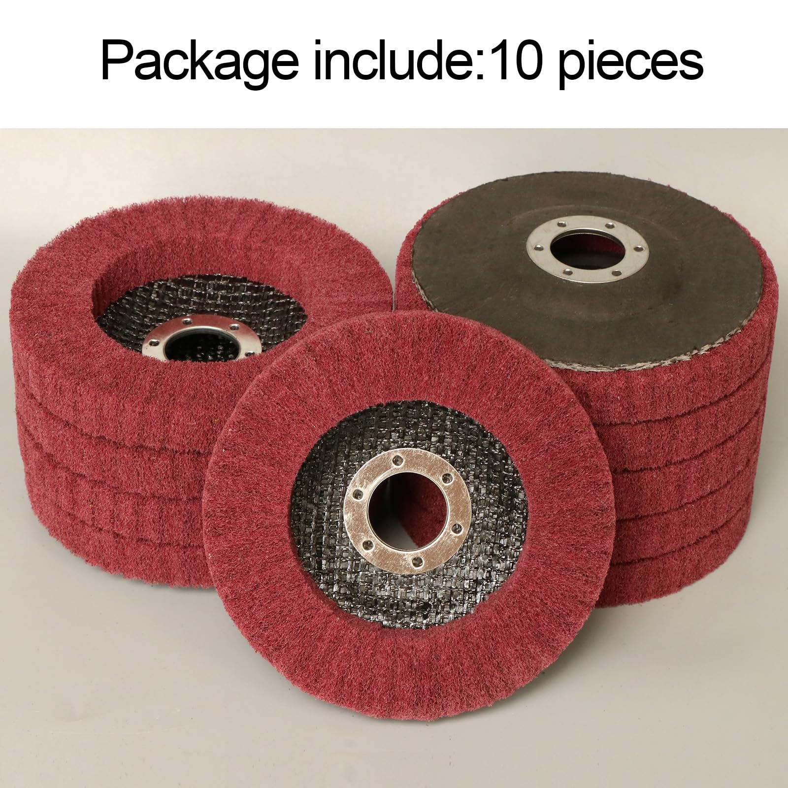 10 Stück 11,4 x 2,2 cm Vlies-Schleifscheibe, Polierscheibe, Scheuerschwamm, Polierscheiben für Winkelschleifer, Fächerscheiben für kraftbetriebene Schleifmaschinen