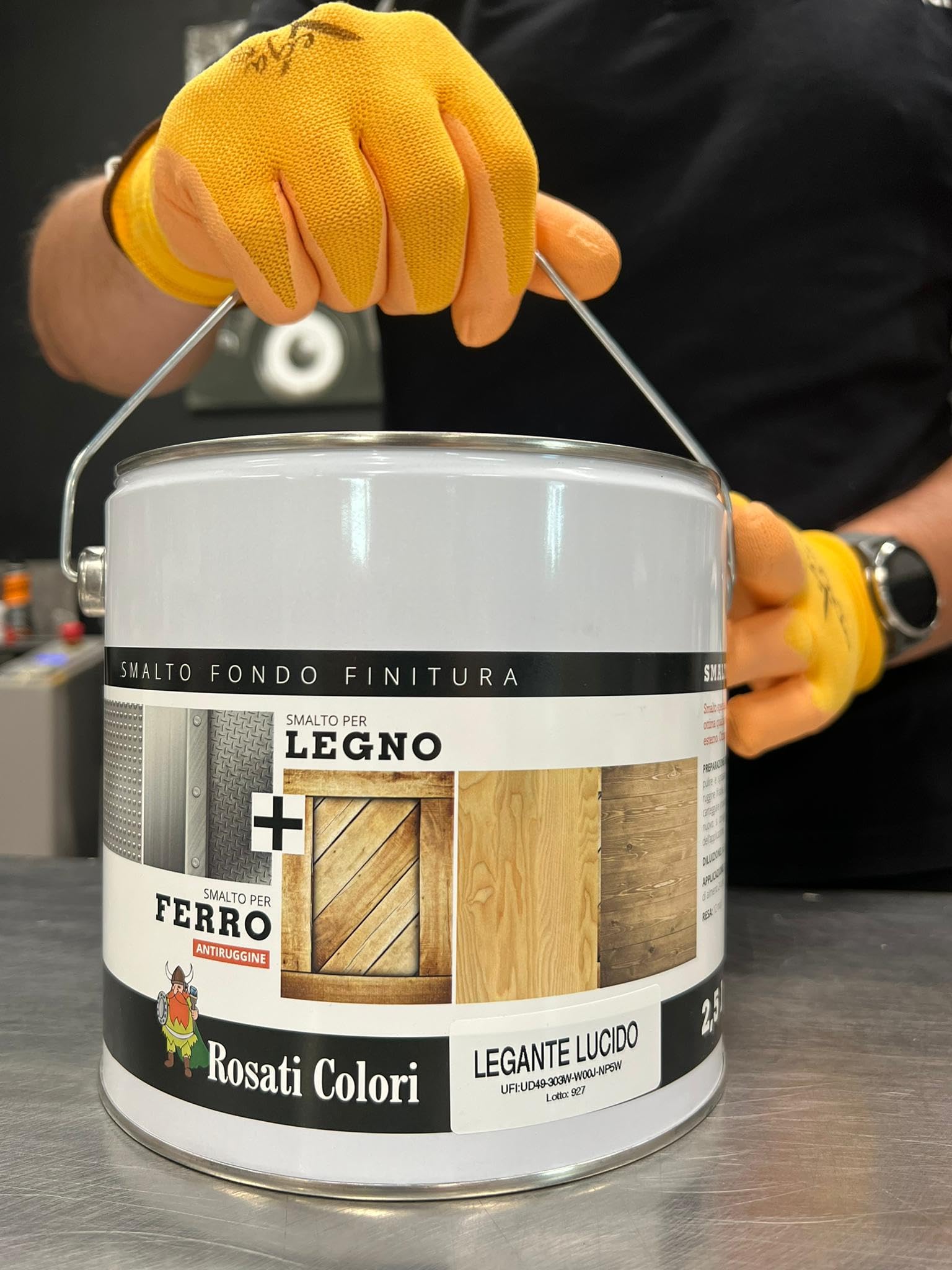 SMALTO ANTIRUGGINE PER FERRO E LEGNO 2,5 Litri – Rosati Colori - TRE IN UNO Smalto- fondo- finitura in versione lucida e opaca - LUCIDO