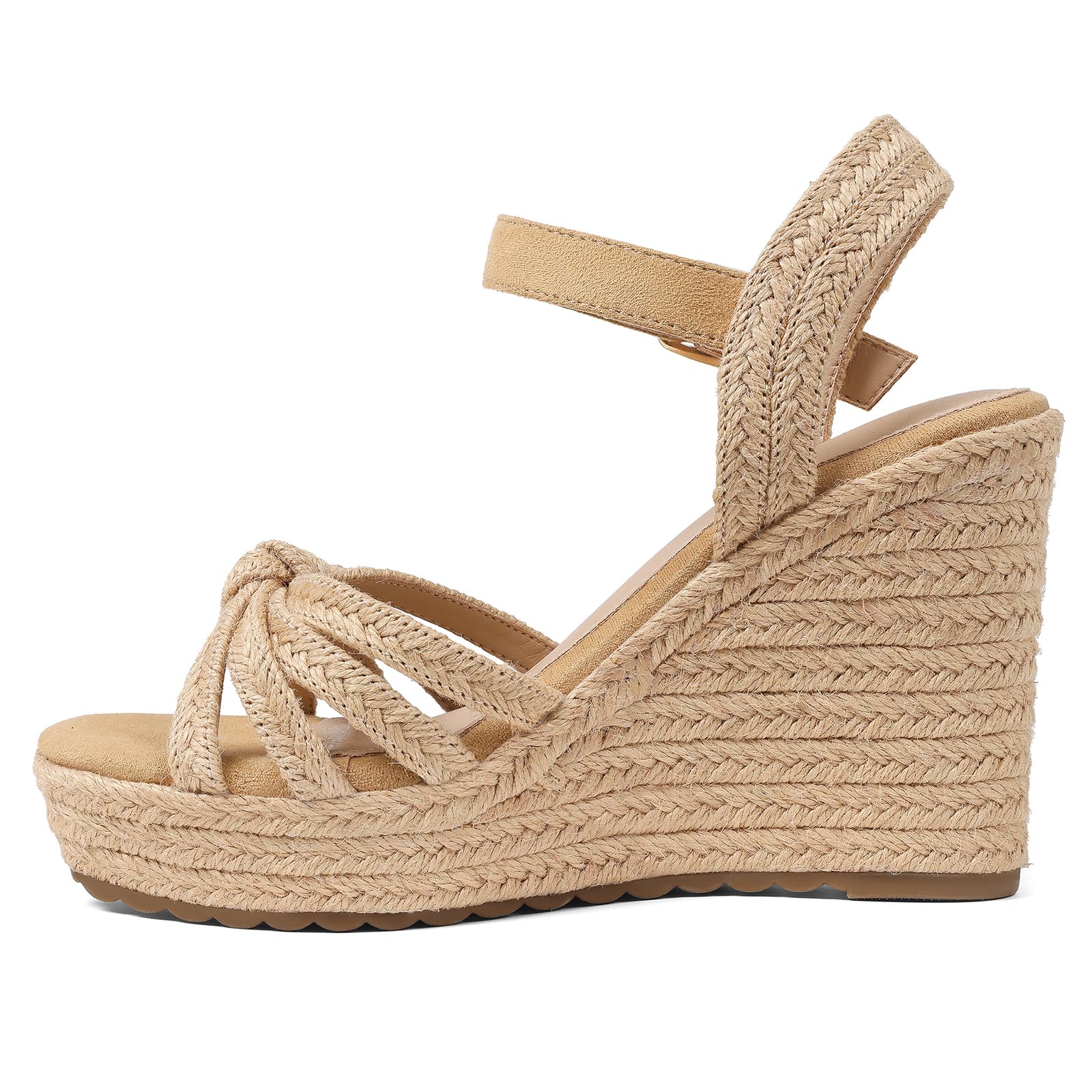 mikarka Sandals for Women 2026: Comfortable Wedge Platform Sandals Women - Braided Espadrilles for Women Ankle Strap Open Toe Wedges Heels Beach Sandals Summer Shoes: 9 3.94" Wedge Heel/Light Brown
