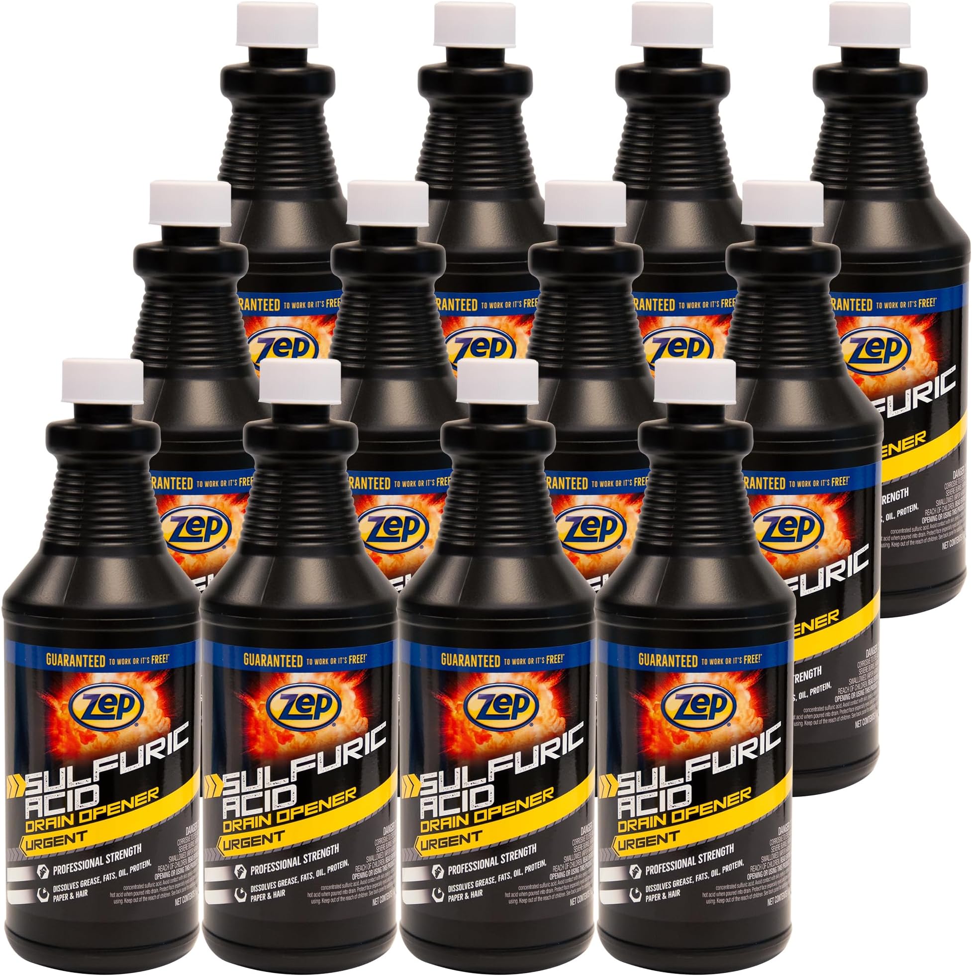 Zep Sulfuric Acid Drain Opener - 32 Ounce (Case of 12) ZUSADO32 - Professional Strength Drain Cleaner