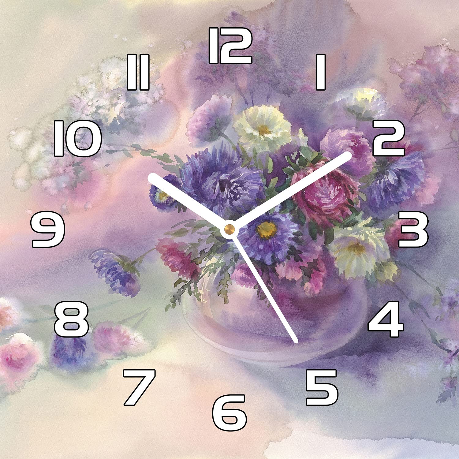 Horloge en verre Violet Aster Garden pour instaurer une ambiance zen dans votre cuisine