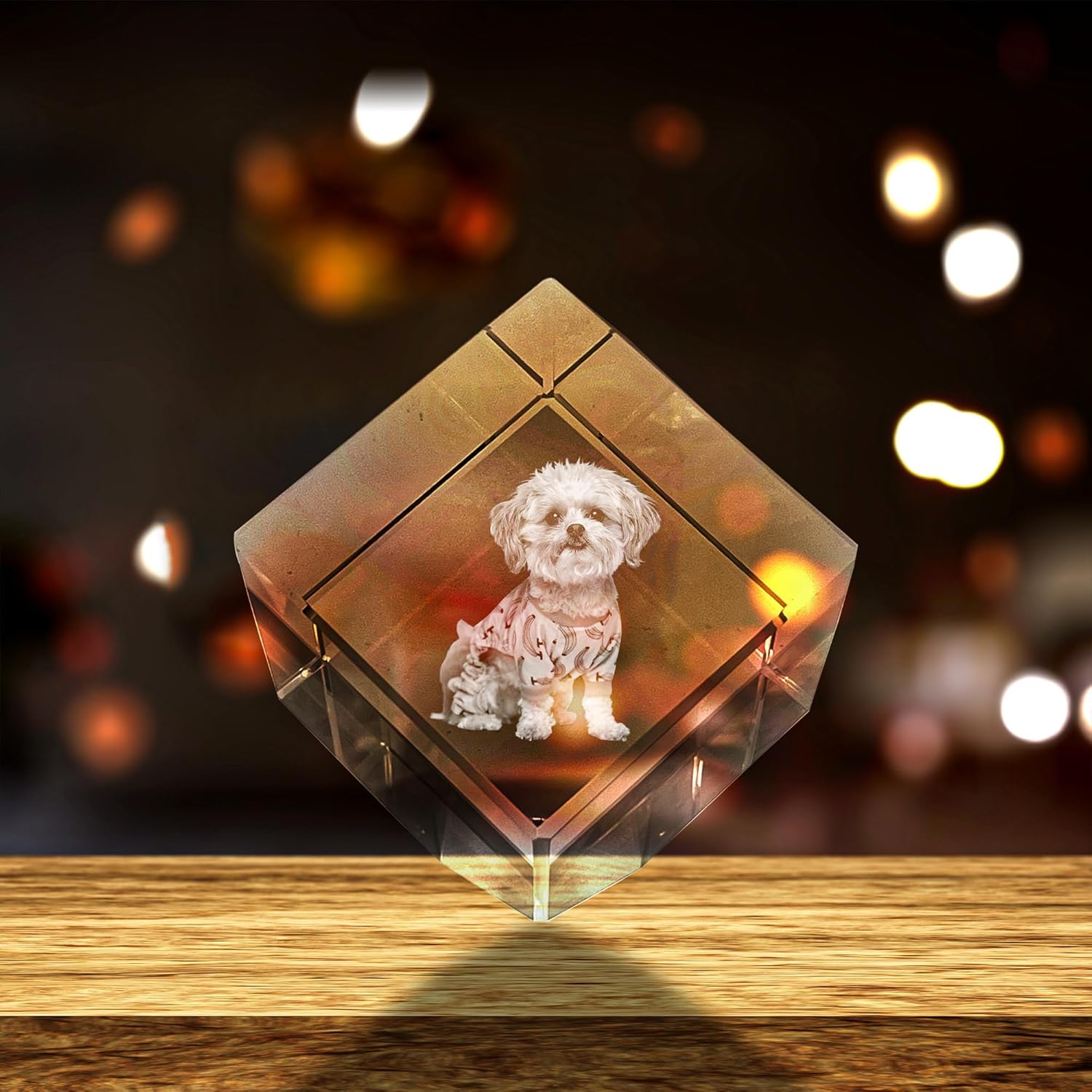 Personalized Pet 3D Engraved Crystal Photo Gift (Cut Courner(3 x 3 x 3 in))