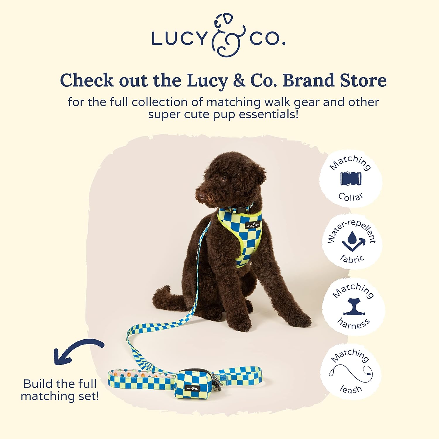 Lucy & Co. Have a Nice Day Everyday Dog Poop Bag Holder - Leak Proof Dispenser - Hygienic Pet Poop Pickup - Purple Checker