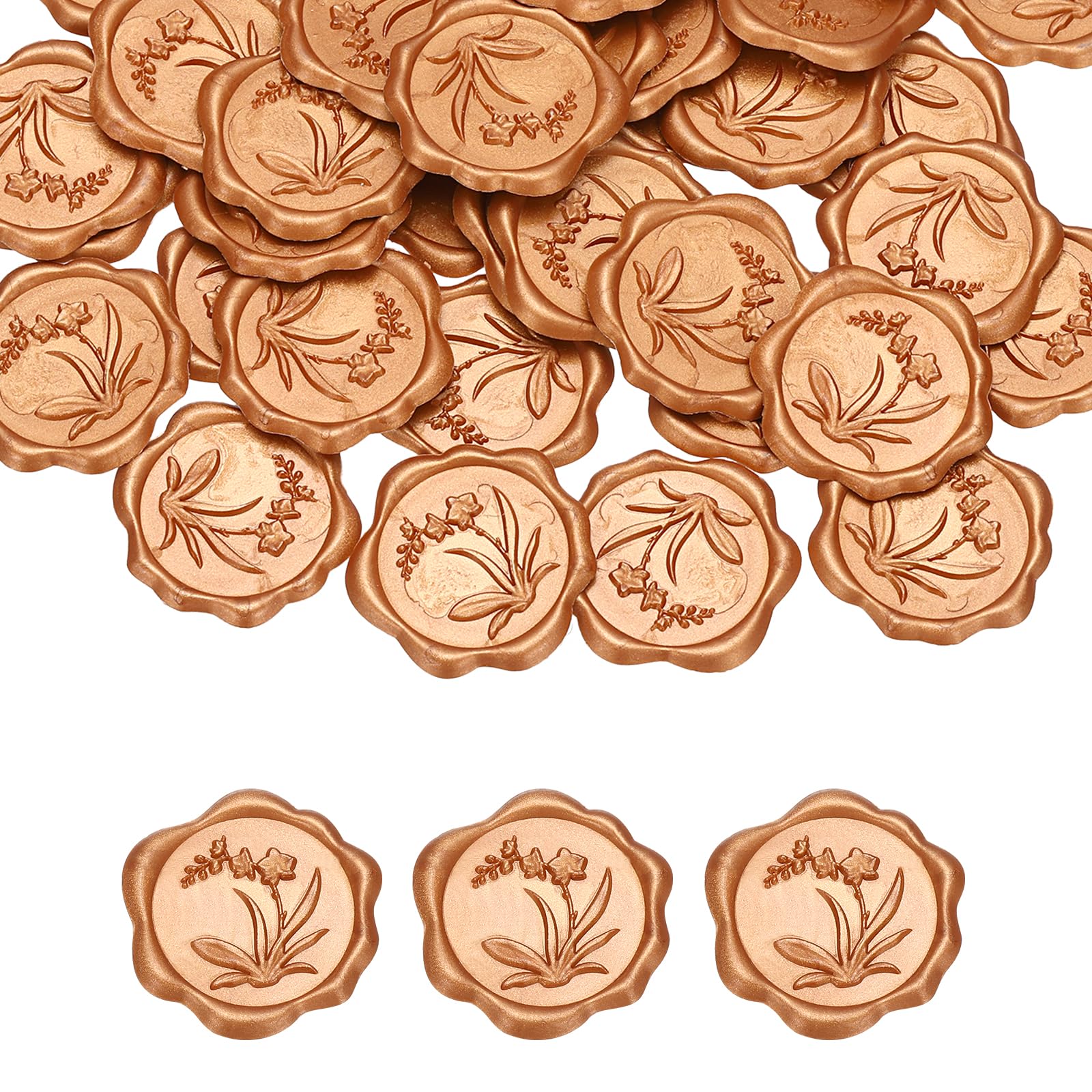 PATIKIL Wax Seal Stickers, 100 Pcs Envelope Seal Stickers, Self-Adhesive Wax Stamp Wedding Invitation Accessories for Wedding Party Birthday Gift Wrapping Anniversary, Bronze