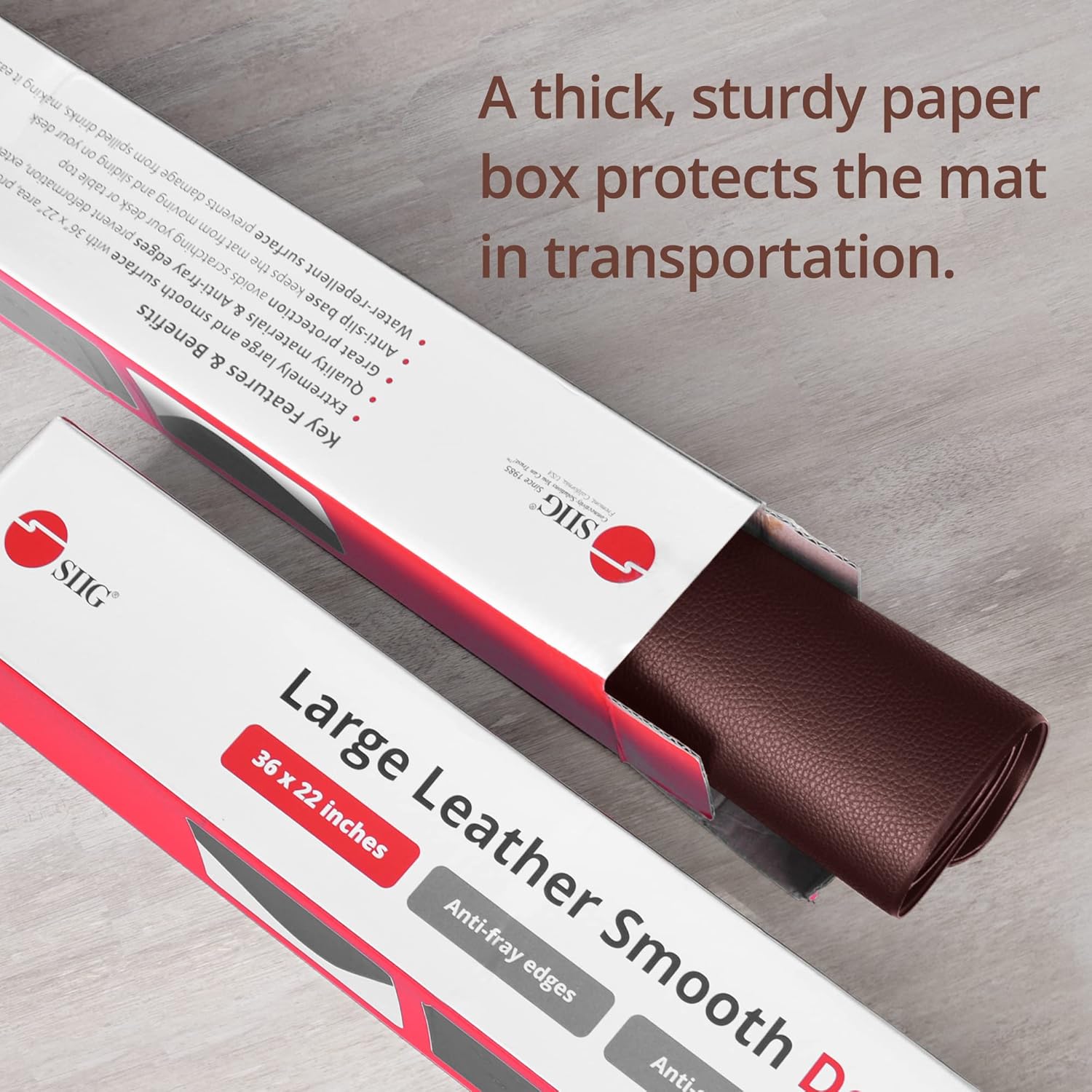 SIIG Extra Large Desk Mat on top of Desk Blotter Protector - 36" x 22" Vegan Leather Mouse Mat for Office, Home Office, Desktop Computer, Laptop, Keyboard and Mouse - Brown