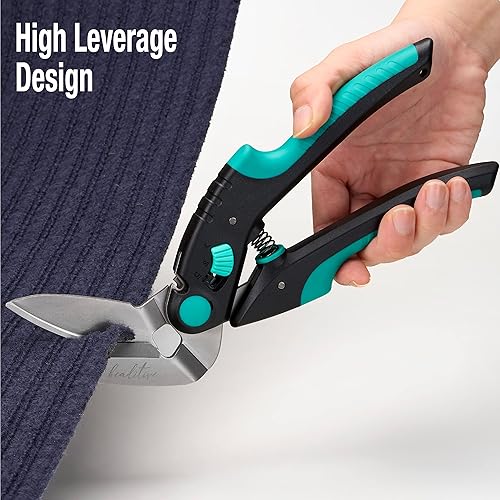 Miniatura 6 de Beaditive Tijeras de artesanía en ángulo multiusos de 10 pulgadas, acero inoxidable japonés, hoja dentada, tijeras industriales para telas gruesas,