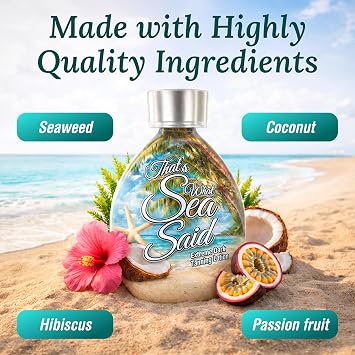 That's What Sea Said Extreme Dark Tanning Bed Lotion Accelerator, 13.5 fl oz - Fast Dark Tan Enhancer for Indoor Beds & Outdoor Sun with Coconut Oil & Aloe, Face & Body, Tattoo-Friendly, Bronzer Free