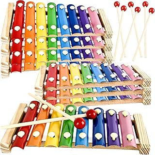 10 Sets Wood Xylophone for Kids Musical Toy Instrument with 20 Pcs Mallets Wooden Percussion Kit for Preschool Toddlers Educational Music Learning