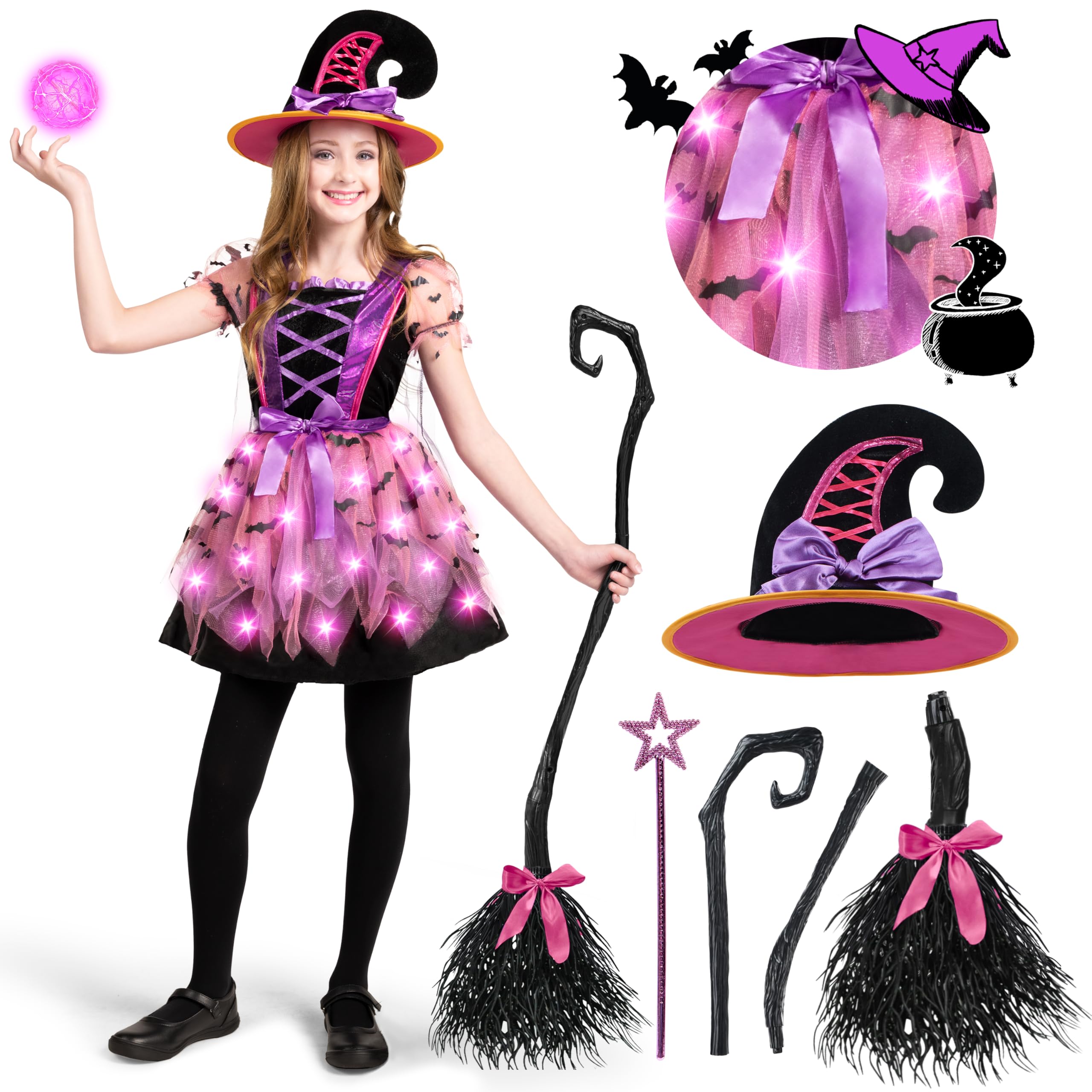 Spooktacular Creations Kostium czarownicy Rozświetl dziewczyny Zestaw kostiumów na Halloween