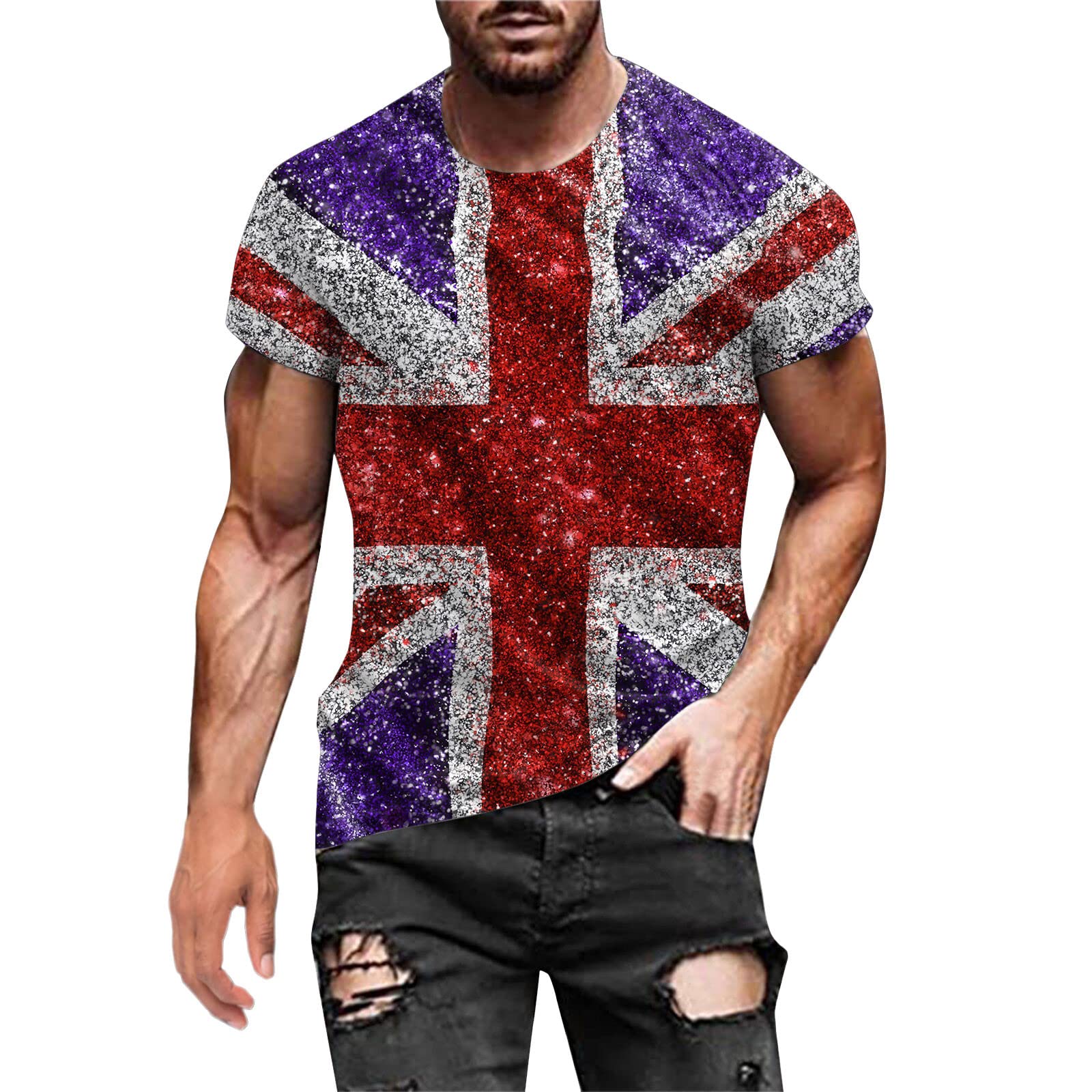 Coofanin Mens Union Jack Shorts Tunic Polo Shirts For Men
