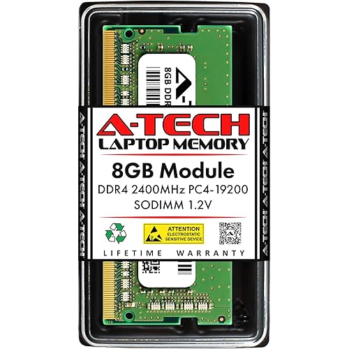 A-Tech 8GB DDR4 2400 MHz SODIMM PC4-19200 (PC4-2400T) CL17 Non-ECC Laptop RAM Memory Module