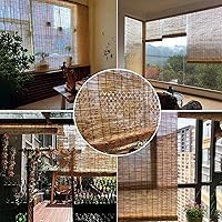 Vista 2 de Persiana enrollable de caña natural para interiores y exteriores, cortinas enrollables de bambú retro para ventana enrollable, tamaño personalizado