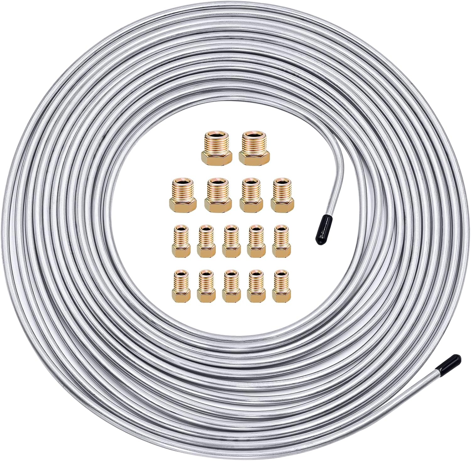 Upgraded Brake Line Tubing Kit 25 Ft. 3/16" OD Tubing Kit Flexible Copper Nickel Tube for hydraulic brakes Fuel Transmission System and 16 Inverted Flare Fittings
