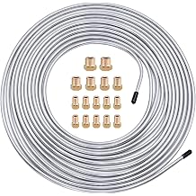 Brake Line Tubing Kit 25 Ft. 3/16" OD Flexible Zinc Coated Alloy Brake Line Tubing Coil Fitting Kit 16 Fittings SAE Thread