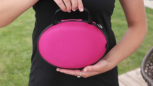 Miniatura 2 de Funda de transporte para auriculares ovalada rígida | Protección de bolsa de viaje compatible con auriculares plegables | Nylon balístico rosa