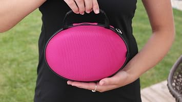 Oval Hard Shell Headphone Carrying Case | Travel Pouch Protection Compatible with Foldable Headphones | Pink Ballistic Nylon