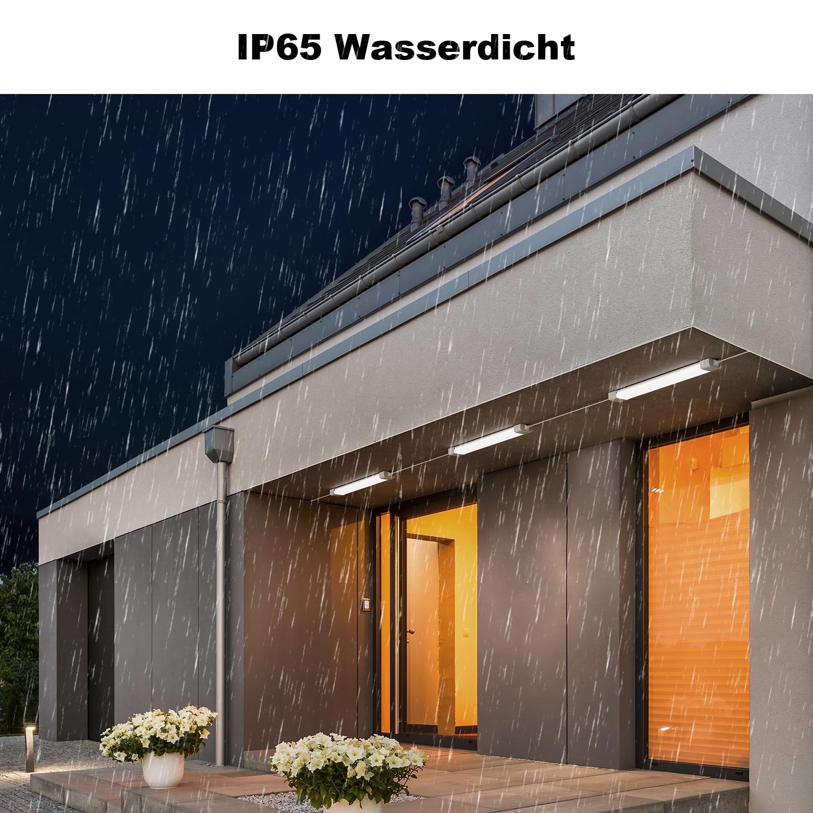 18W Fluorescente LED 60cm, 2000lm Tubo LED de Neón Acoplable, Blanco Natural (4000K) IP65 Impermeable LED Luz de Techo, para Garaje Oficina Sótano Cocina Supermercado