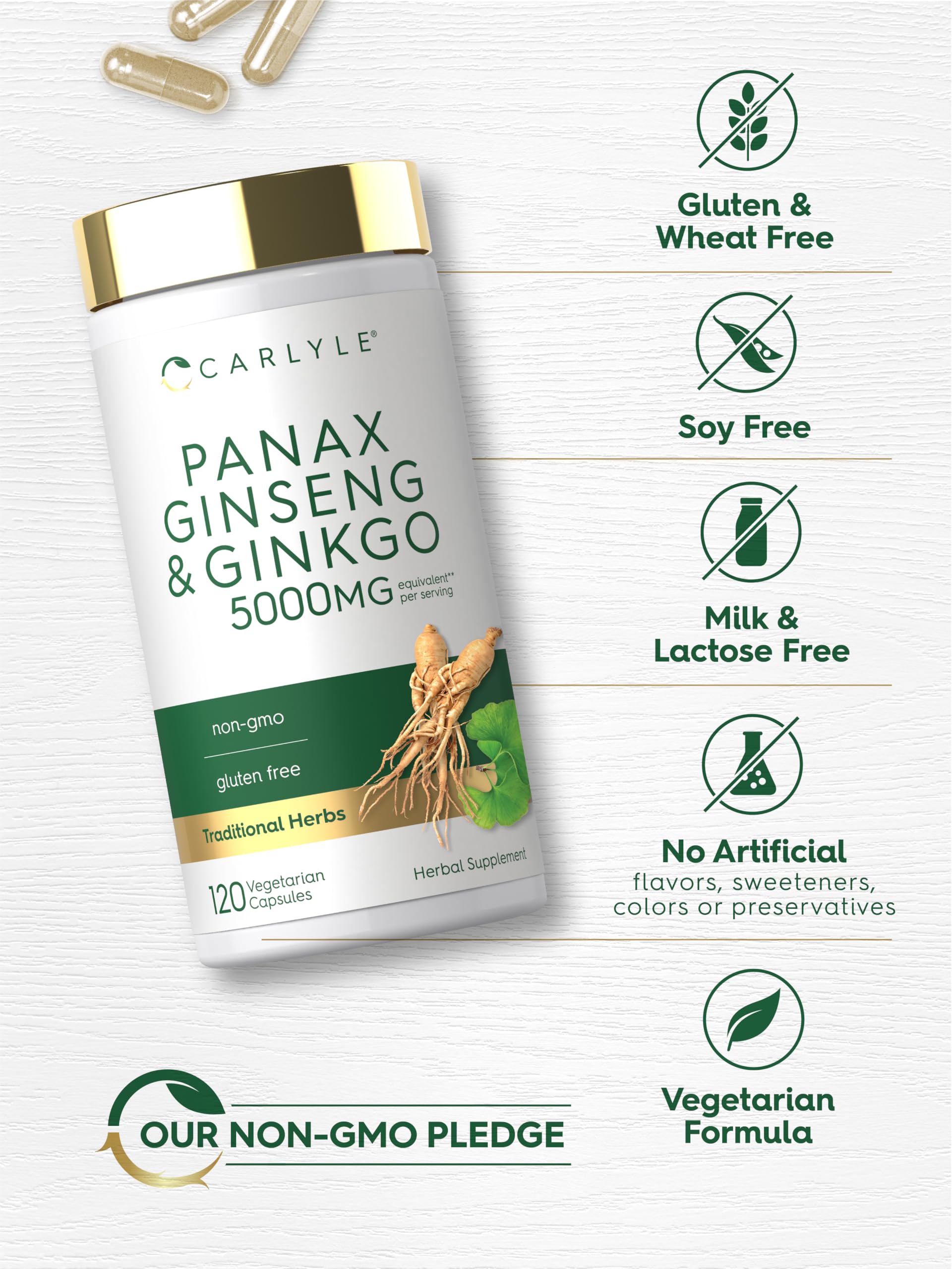 Carlyle Panax Ginseng & Ginkgo | 120 Vegetarian Capsules — Amazon image 5