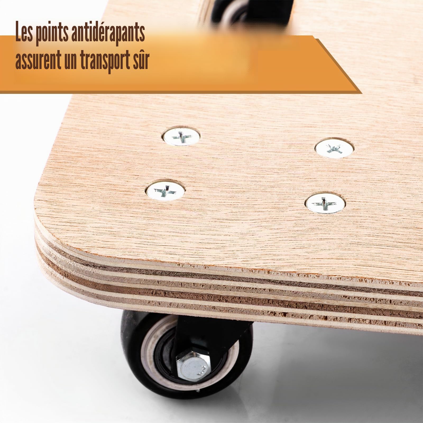 APACALI Lot de 2 roulettes de transport en bois - 30 x 30 cm - 18 mm d'épaisseur - Charge maximale : 320 kg - Pour déménagement et transport