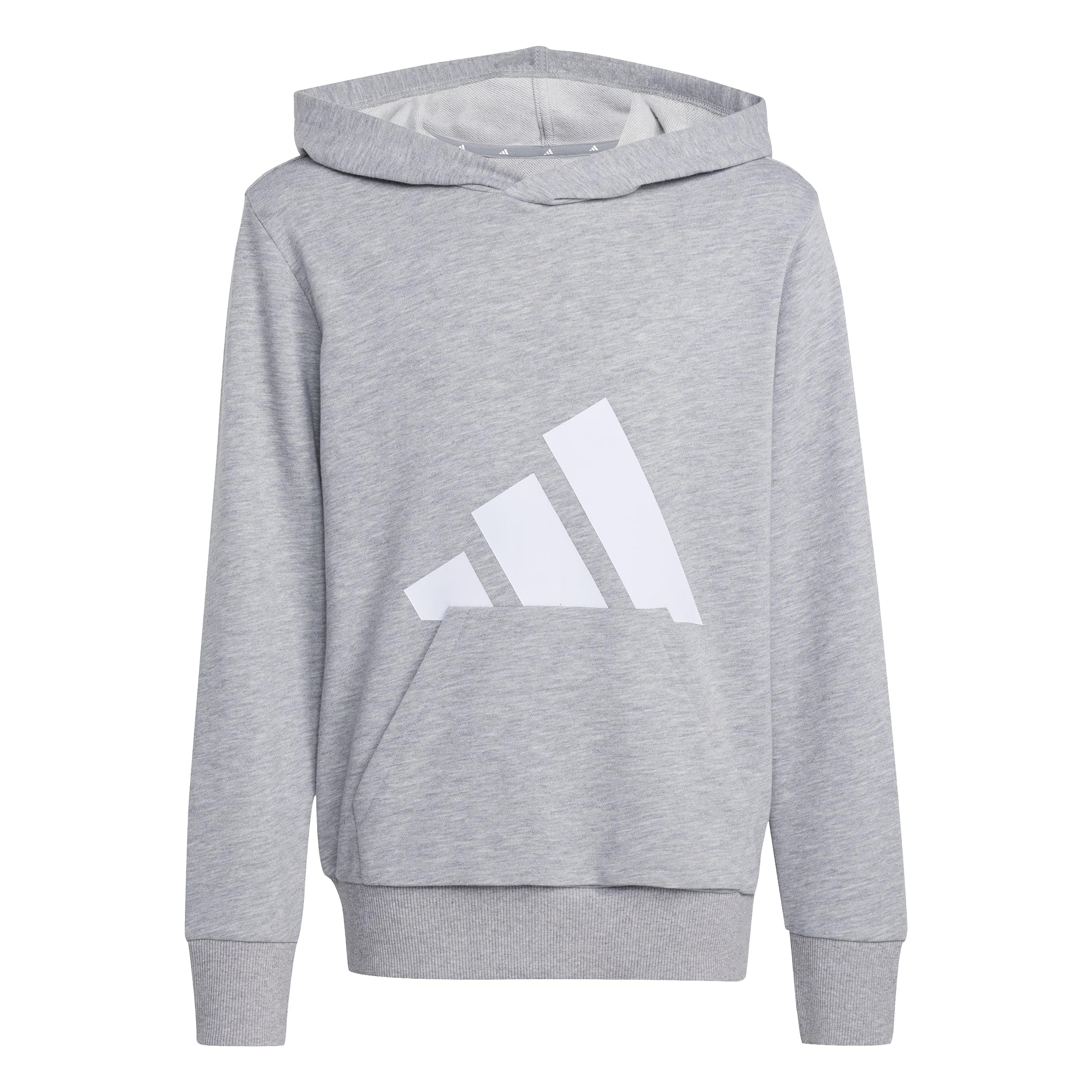 adidas Unisex Kids Essentials Big Logo Hoodie Sweatshirt, Medium Grey Heather/White, 13-14 Years