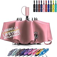 Vista 42 de LANBRELLA Paraguas plegable inverso compacto paraguas de viaje a prueba de viento automático Negro