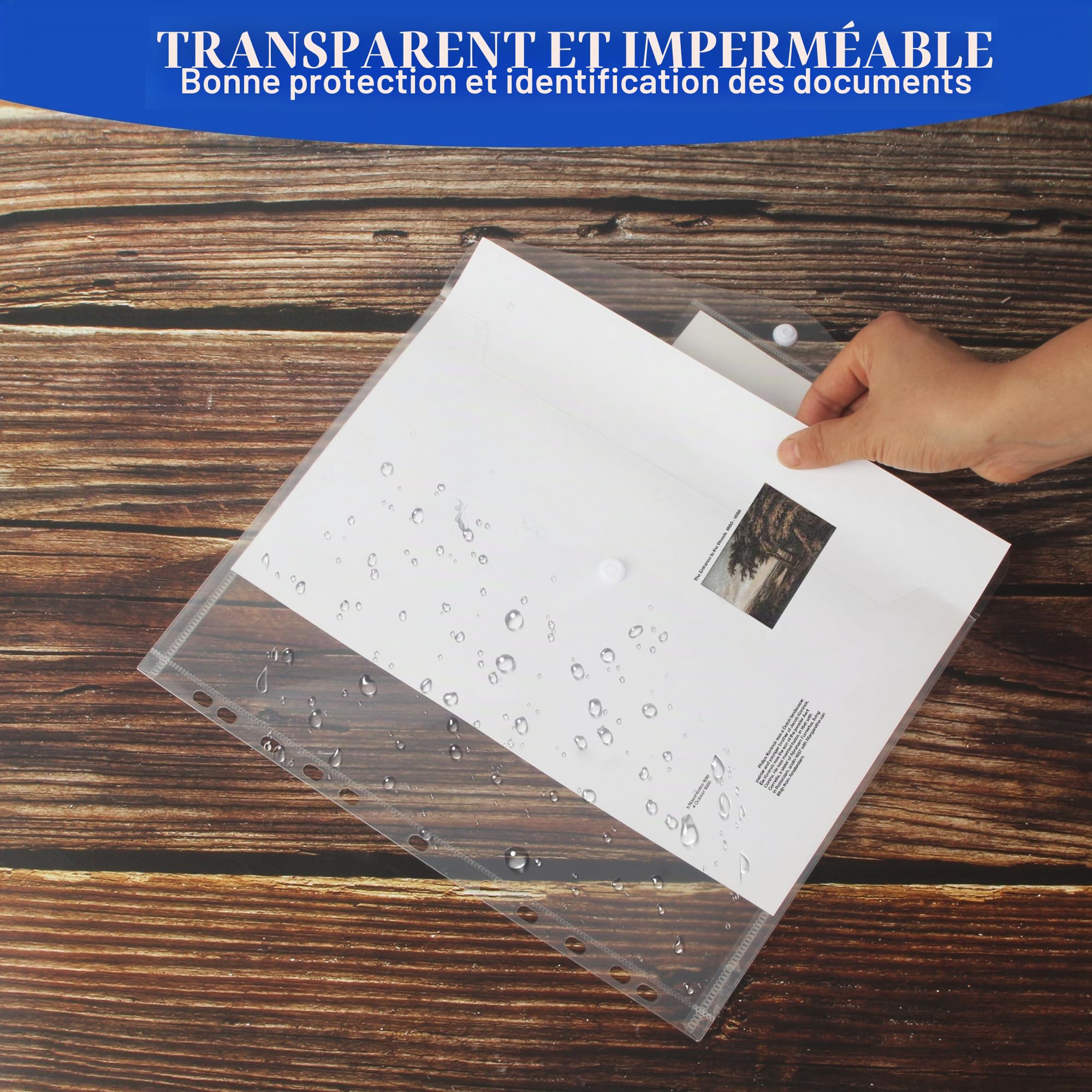 Lot de 30 Pochette Plastique Document A4, Pochette à Bouton Pression, Pochettes Classeur en Plastique A4 Transparente, Porte Document, Chemise Plastiques Transparents - 30.5 * 24CM