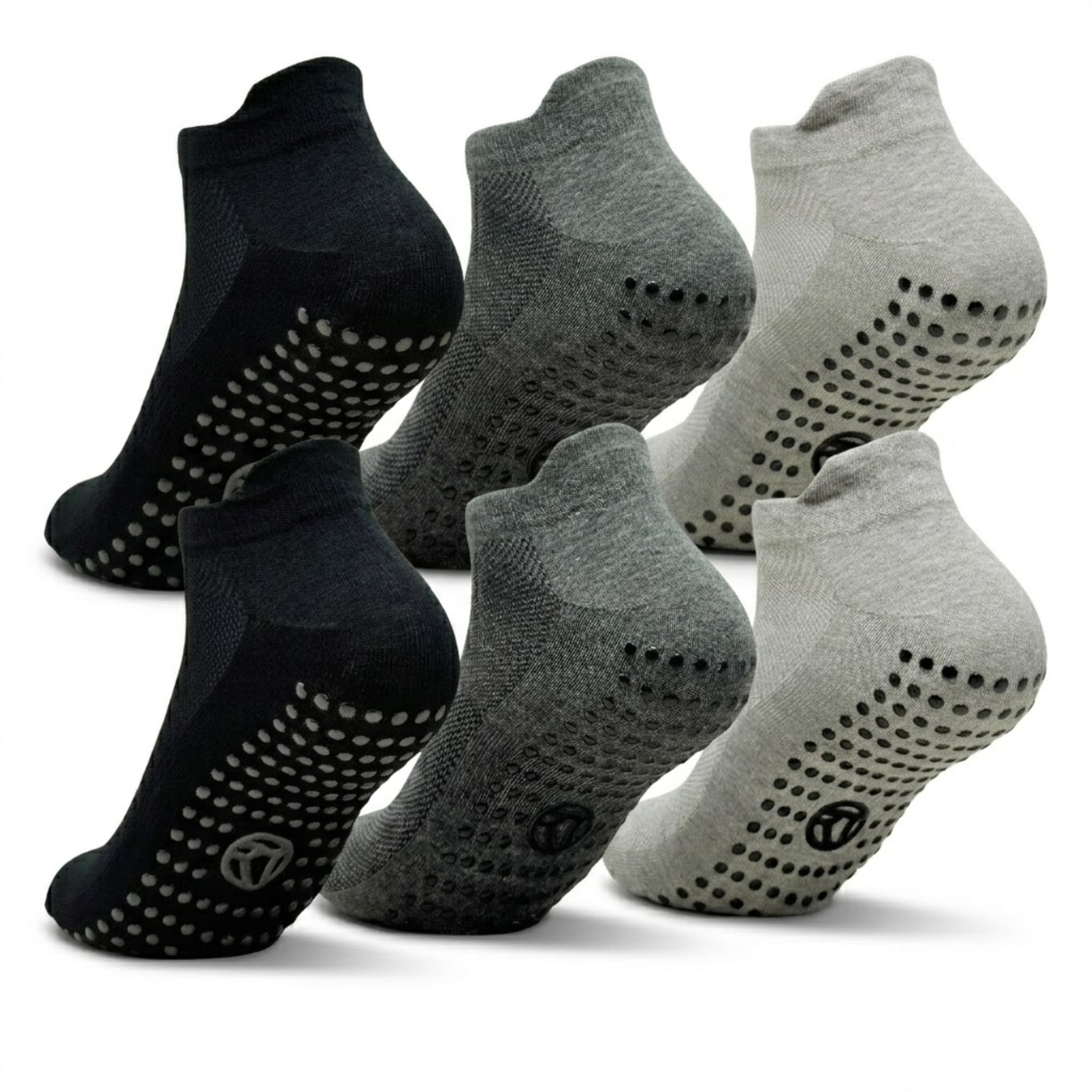 Towelogy Men's Assorted ’S Pilates Grip Socks Non Slip Yoga Socks Reformer Barre Studio Ankle Exercise Socks 3 Pairs Comfortable Grippy Fit (Assorted)