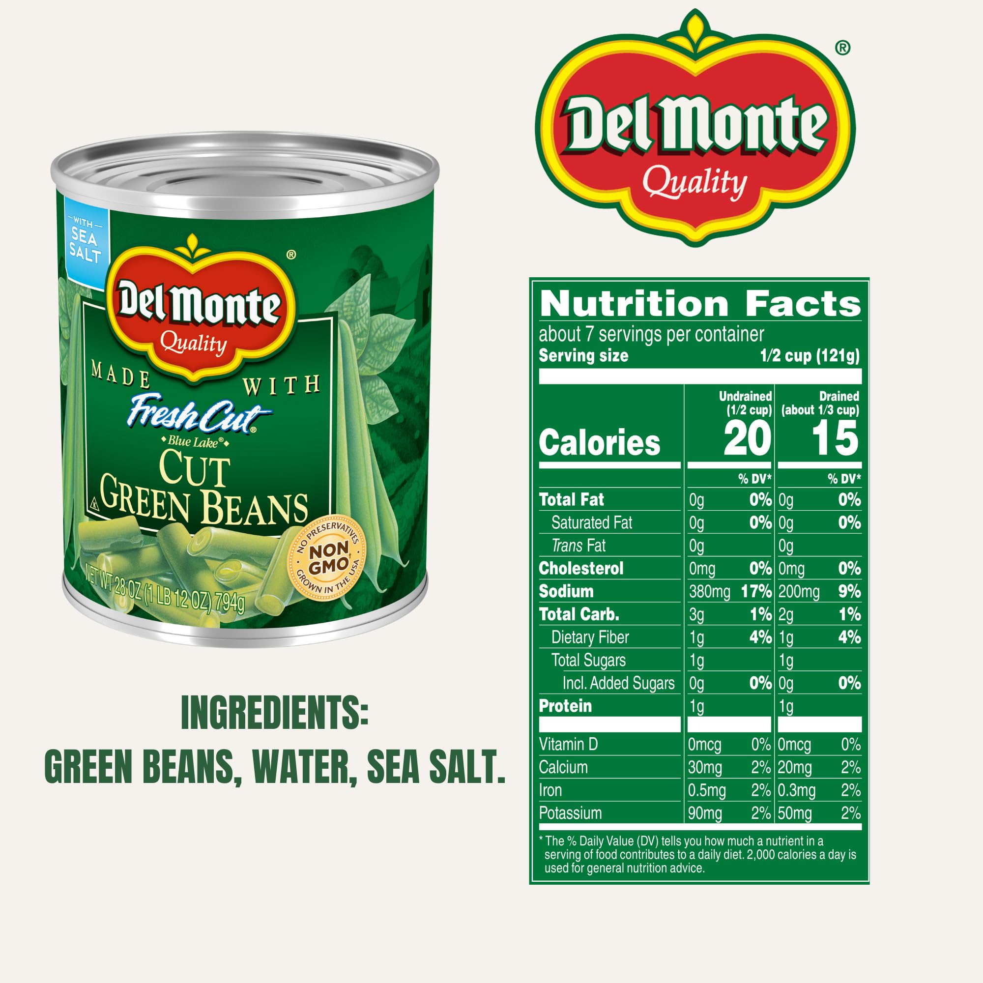 Del Monte Fresh Cut Blue Lake Cut Green Beans, 28 oz. Can (pack of 6)