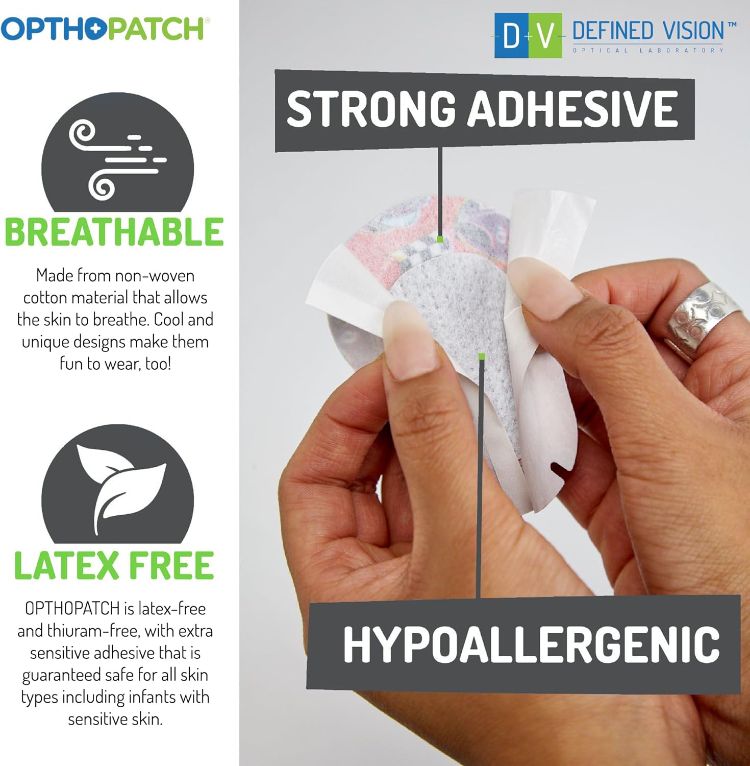 Opthopatch Eye Patches for Infants - Extra Sensitive Adhesive - Plain White - 100 Count + 3 Reward Charts