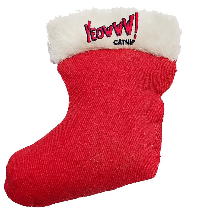 Brinquedo para Gatos com Catnip Orgânico em Formato de Meia Natalina Yeowww! Duckyworld, 7,62 x 5,08 cm