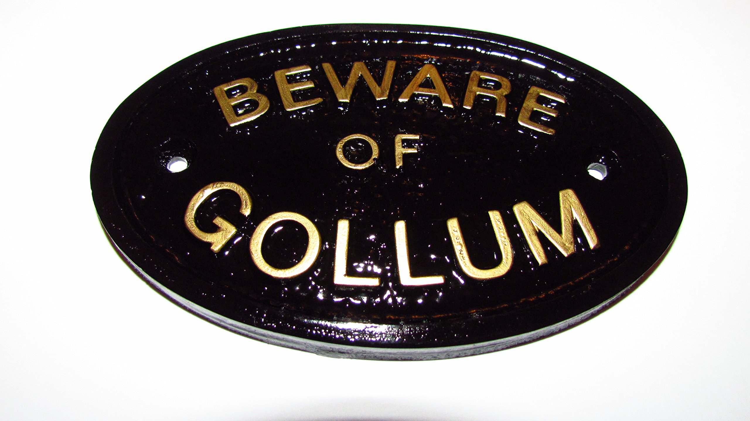 Artisan Gold "Beware Of The Gollum" (Middle Earth) House/Garden Wall Plaque In Black With Raised Lettering