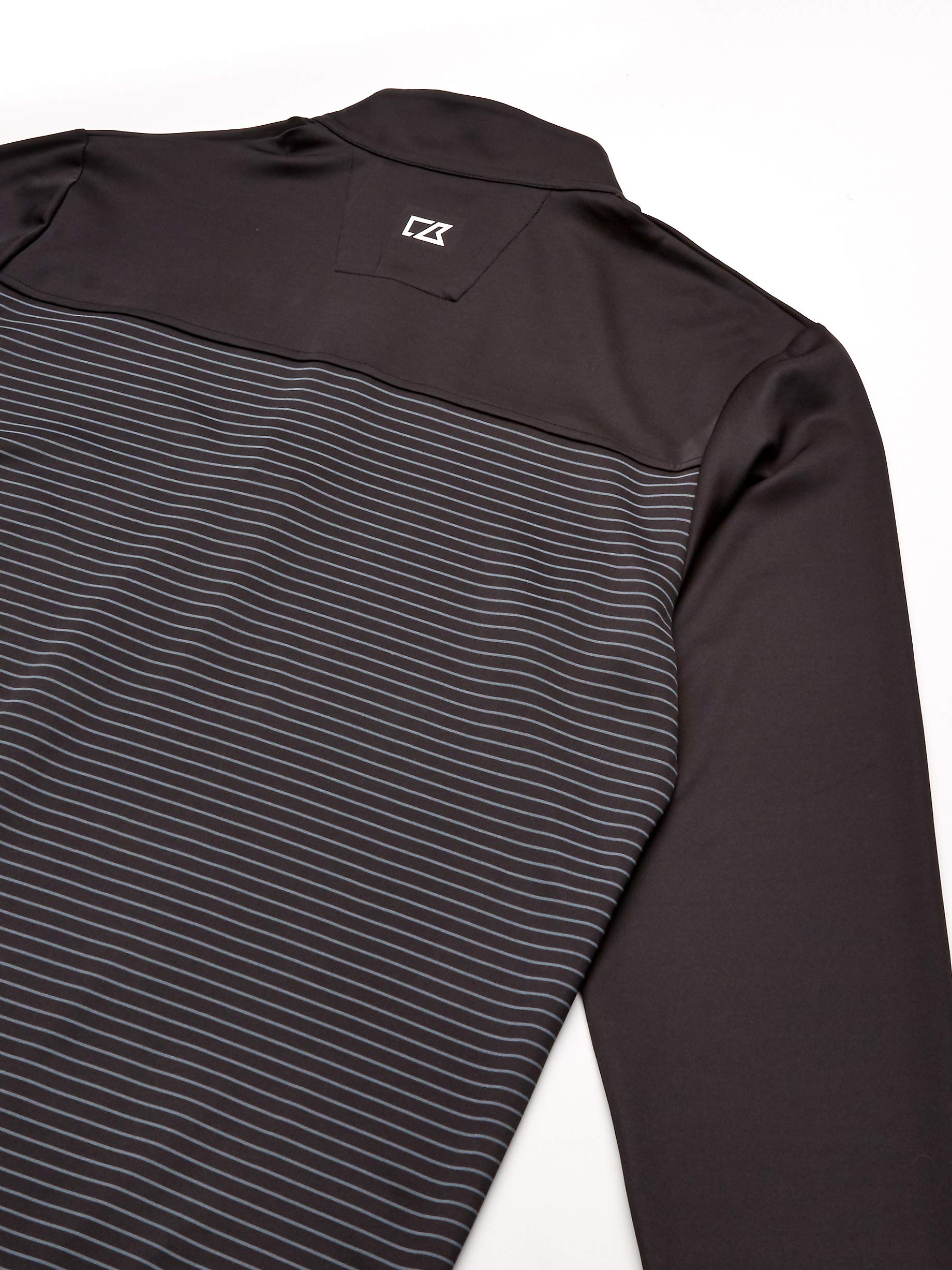 Cutter & Buck Men's Drytec UPF 50+ Double Knit Traverse Stripe Half Zip Pullover, Black, 2X Tall