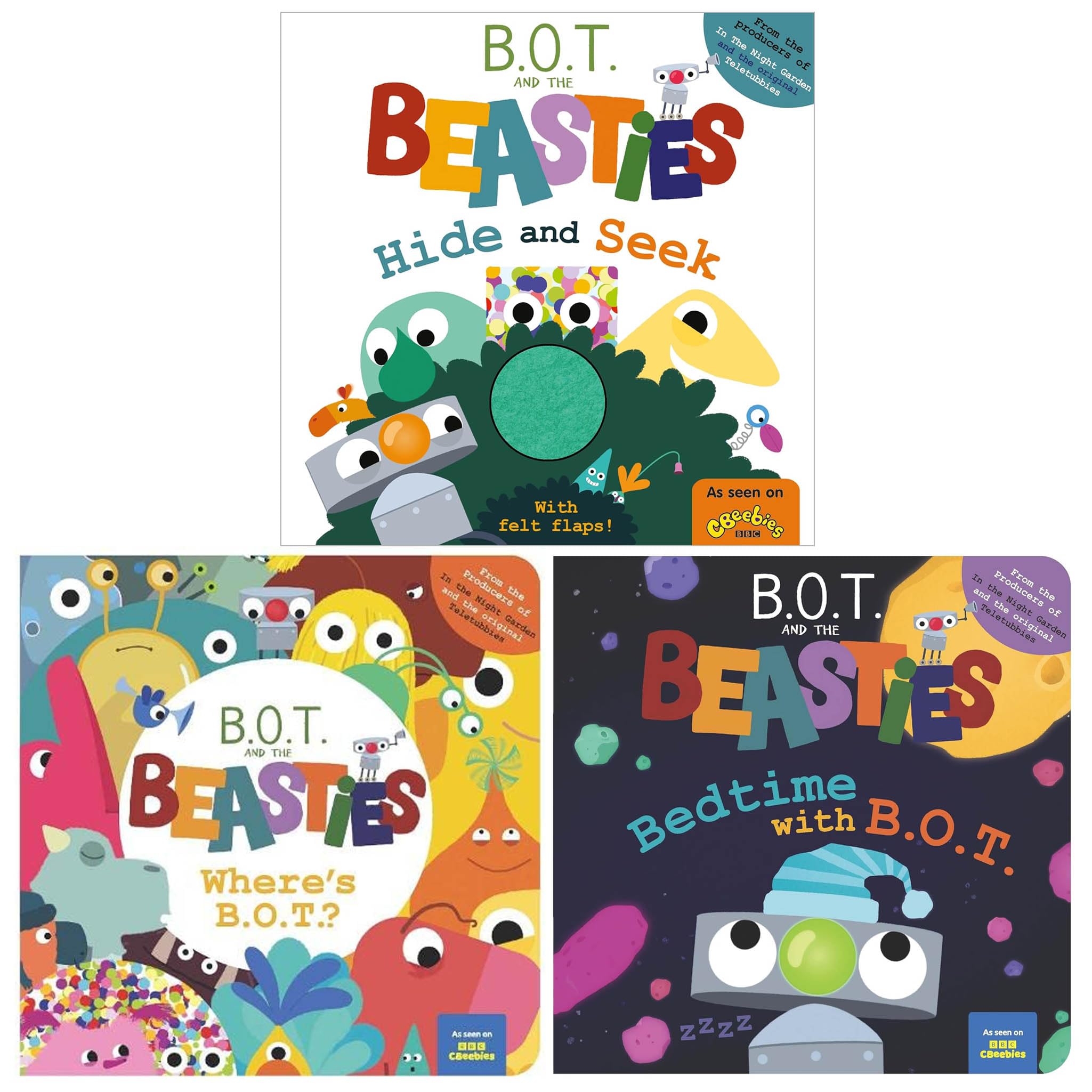 B.O.T And The Beasties Series 3 Books Collection Set (A Hide-and-Seek Lift-the-Flap Book, Where’s B.O.T? & Bedtime with B.O.T)