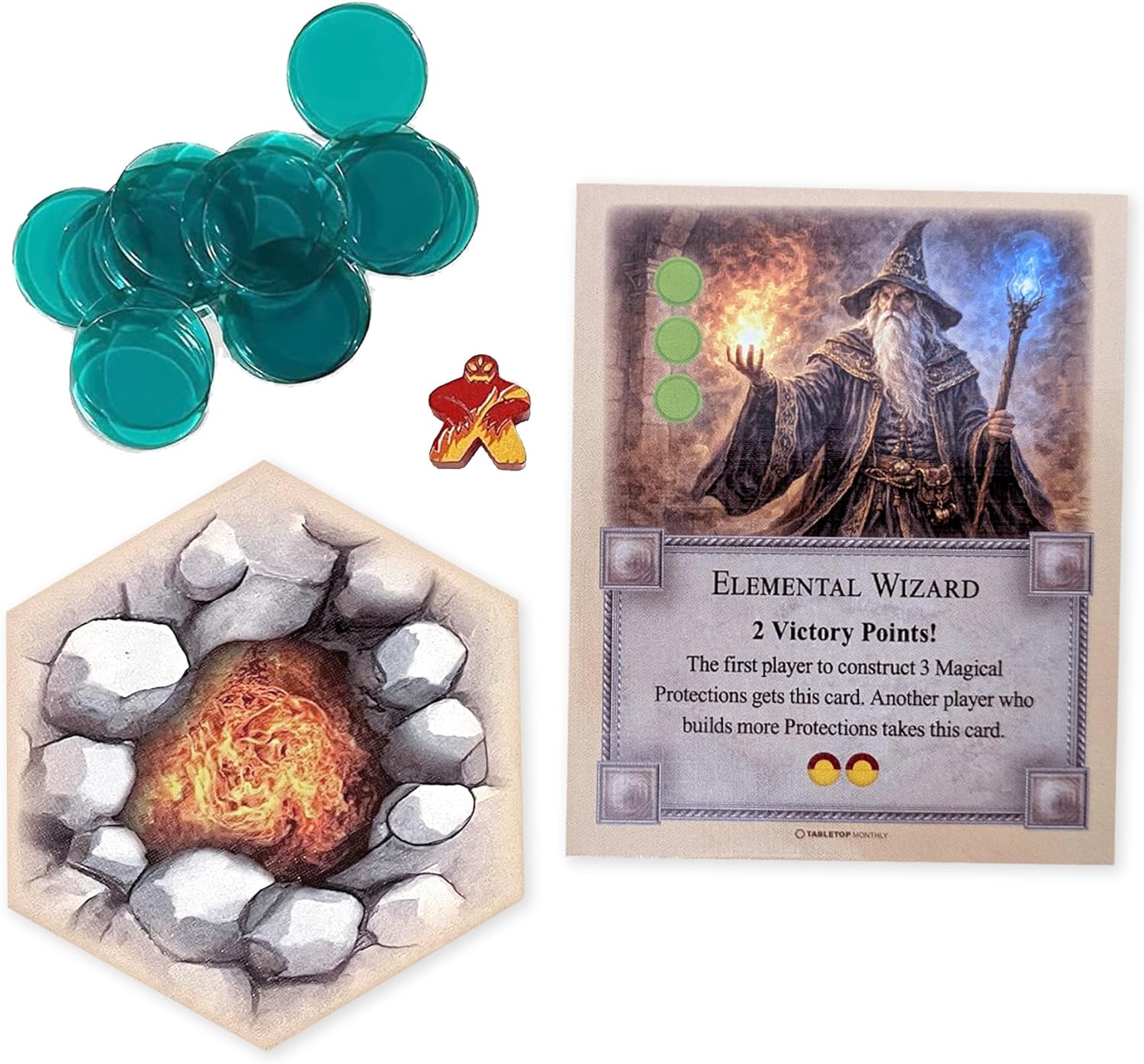 Elemental Golem Scenario Compatible with Catan's Settlers of Catan and Seafarers Expansion (5-6 Players, Fire Elemental)