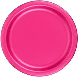 240 Hot Pink (10 Pks of 24) 9 Inch Wax Coated Plain Solid Color Dessert Cake Paper Plates