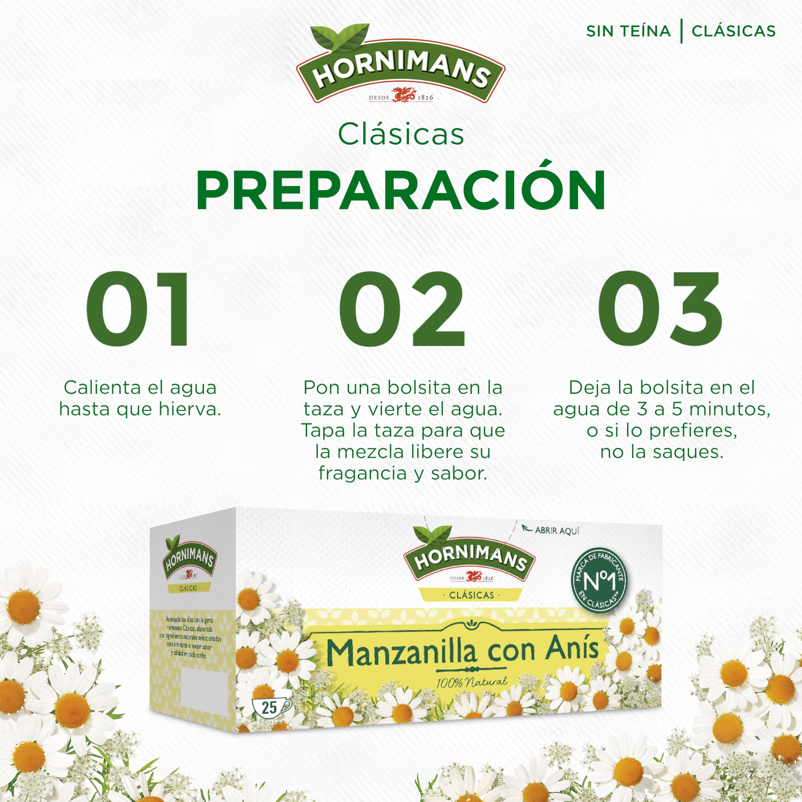 Hornimans Manzanilla con Anís Infusión 25 bolsitas Sin Teína