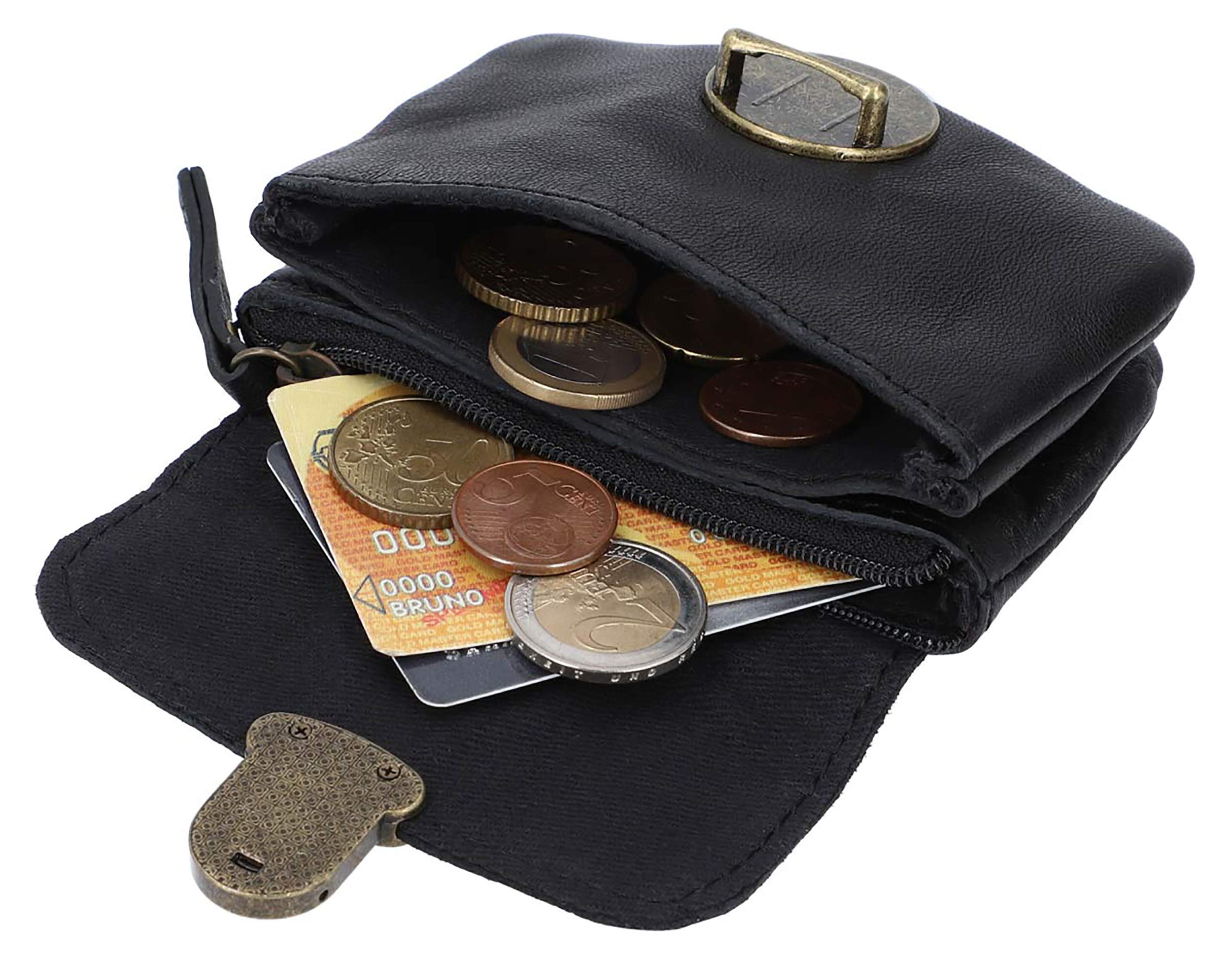 Gusti Pochette Eskil en Cuir pour Ceinture Porte-Monnaie Noir Cuir