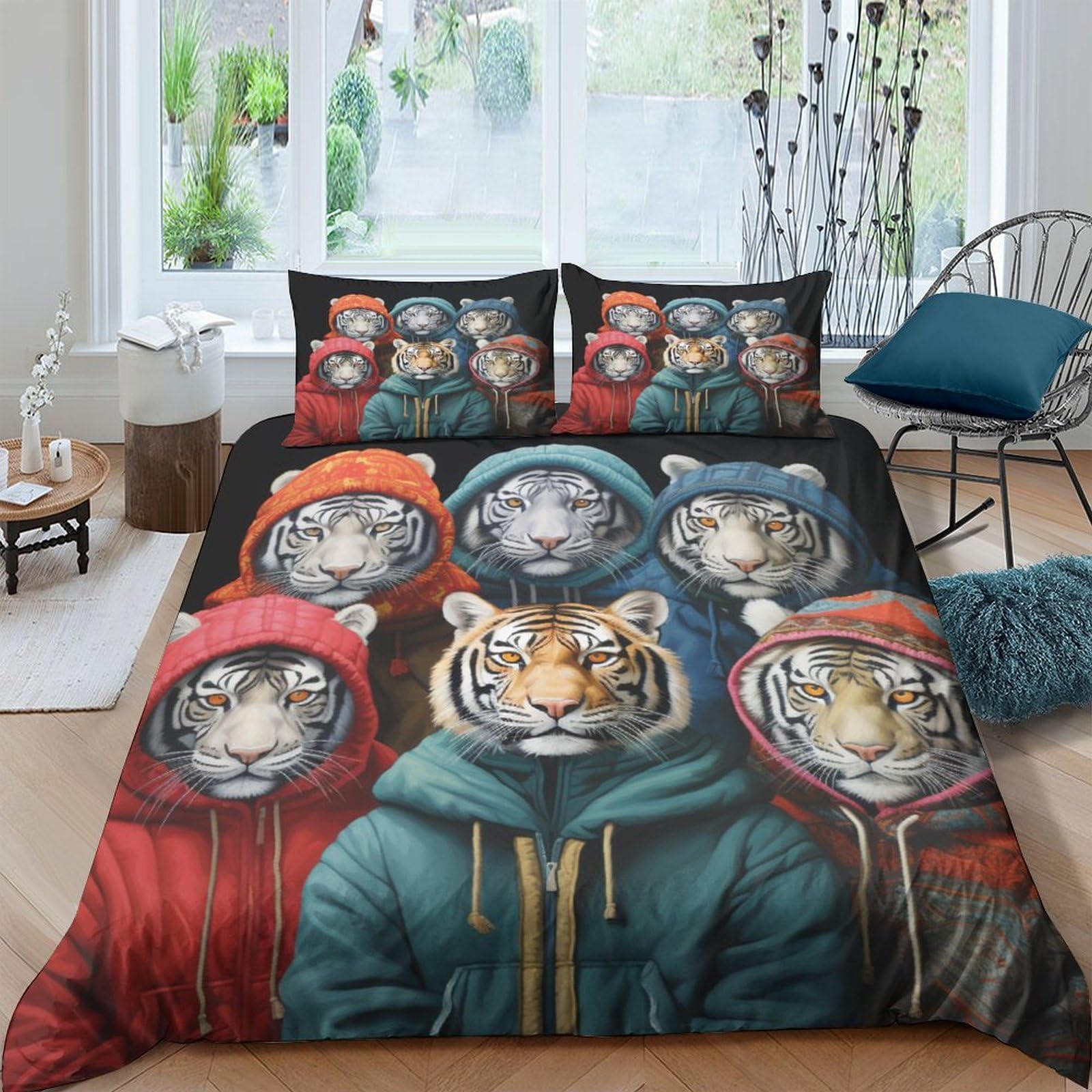Housse de couette animaux habillés ICOBES en microfibre douce et zippée