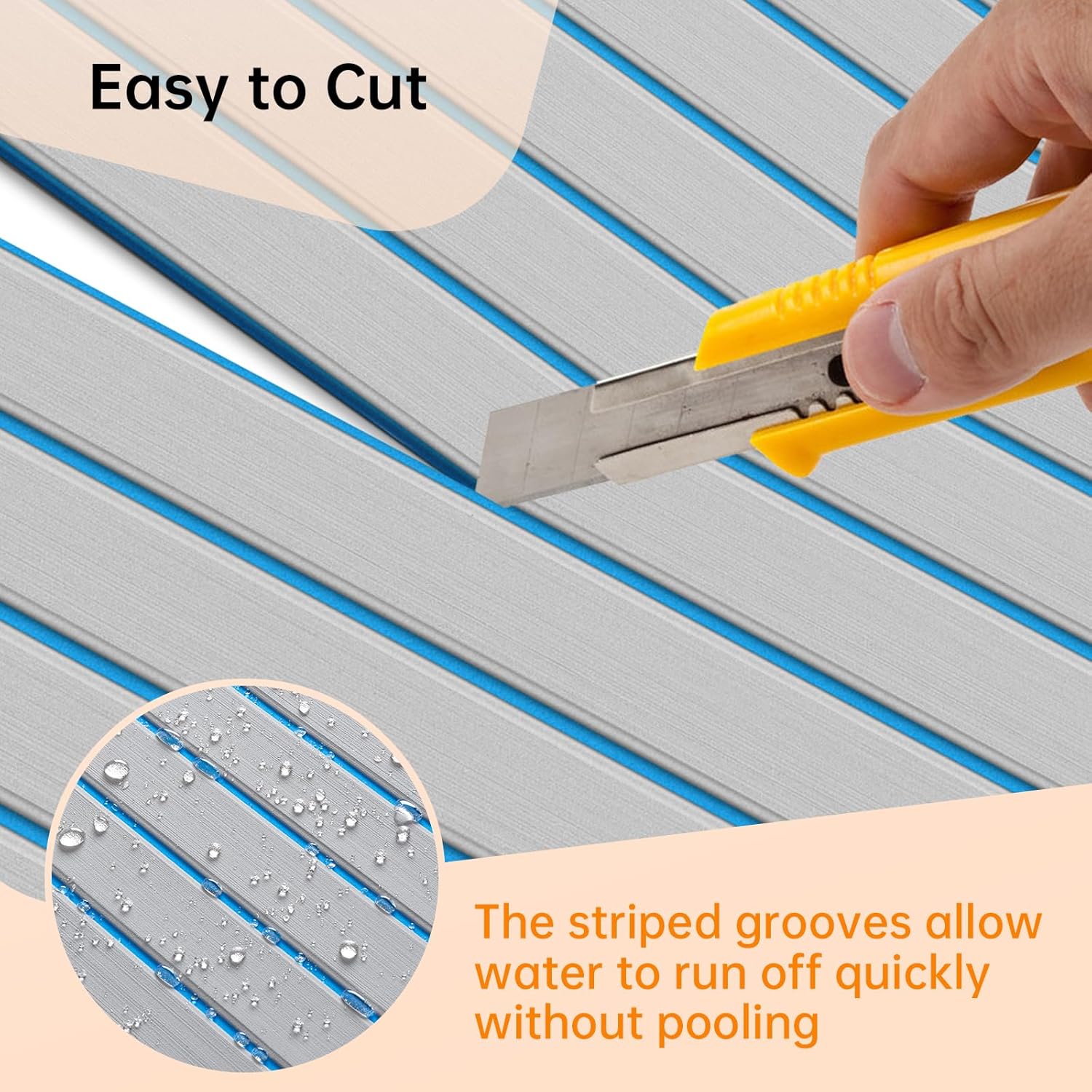HZshark EVA Foam Boat Decking with 3M Adhesive Waterproof Non-Slip Marine Mat for Motorboat, Yacht, Kayak, RV, Easy to Install and Clean