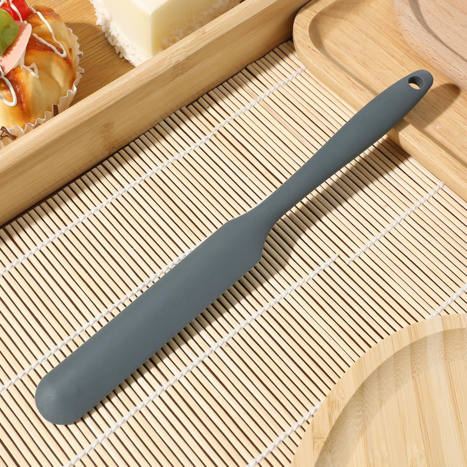 Promosyonca Silikon Tereyağı ve Krema Spatulası, Kek Spatulası, 5 Farklı Renk Seçeneği (Antrasit Gri)