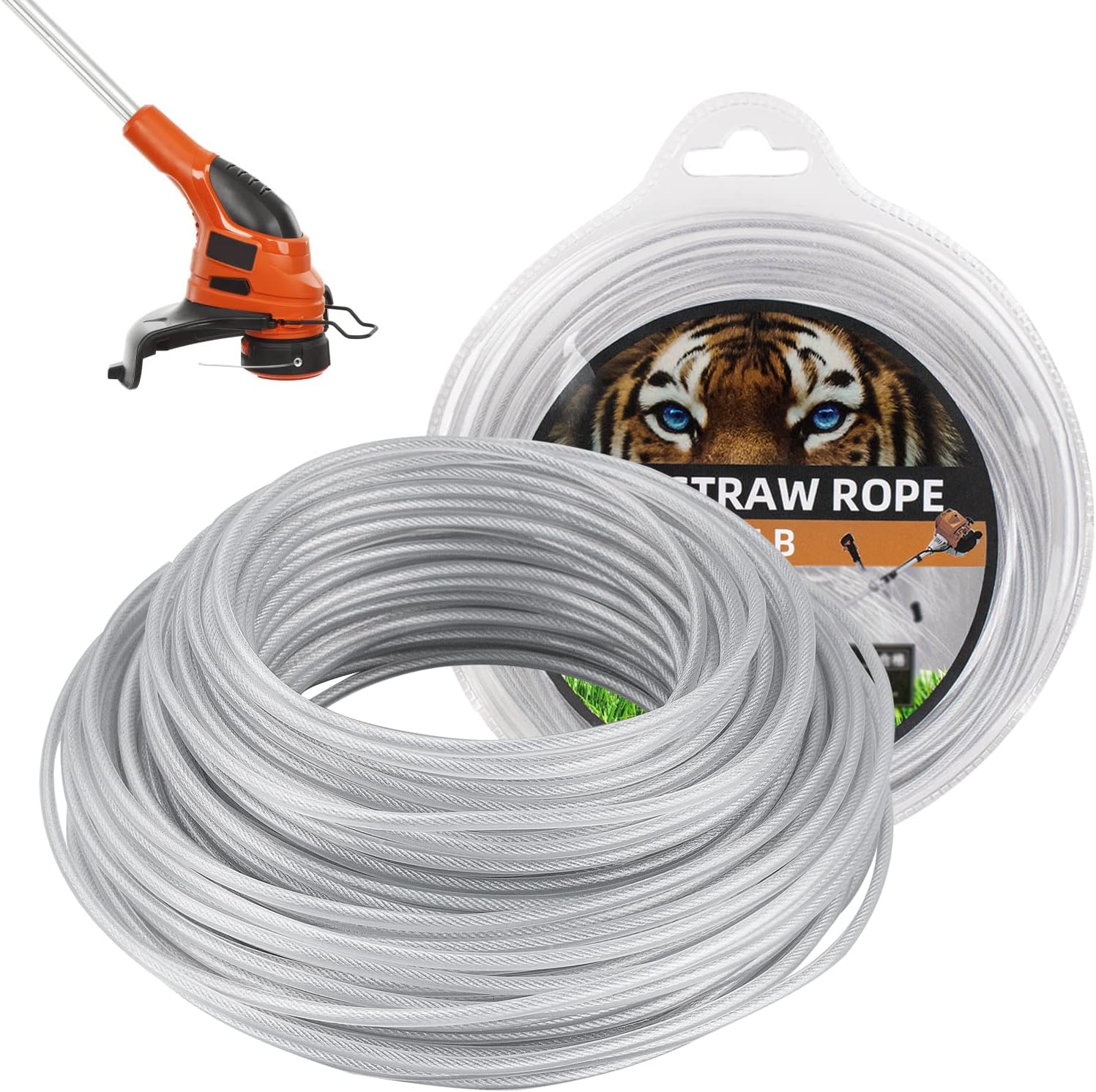 Heavy Duty Strimmer Wire, 3mmx41m Grass Trimmer Line, Nylon Steel Wire Core Brush Cutter Line, Strimmer Line Metal, Grass Trimmer Wire for Over Grown Grass and Weeds