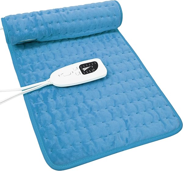 Heating Pad Electric Heat Pad, Hot Heated Pad,Moist Heat Heating Pad Moist and Dry Heat,Multiple Temp and Timer Settings (Blue, 24"X12") - 1