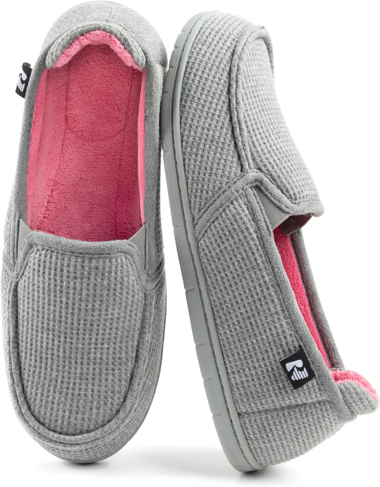 RockDove Women's Two-Tone Hoodback Slipper with Removable Insole, Size 9 US Women, Grey/Pink