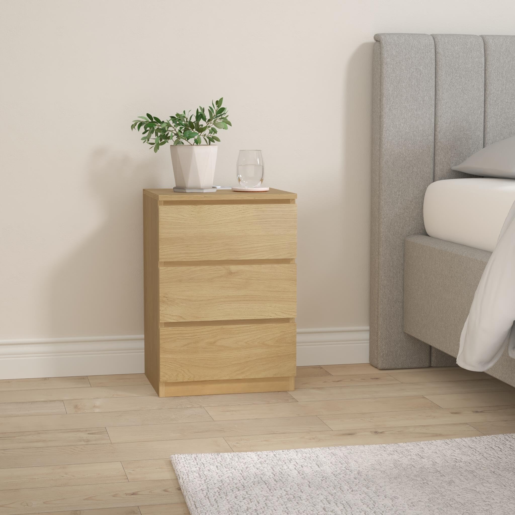 VASAGLE KAILYN Collezione - Comodino con Stazione di Ricarica, con 3 Cassetti, 2 Prese AC 2 Porte USB, per Soggiorno, Camera da Letto, Studio, Giallo Paglierino LET631Y70