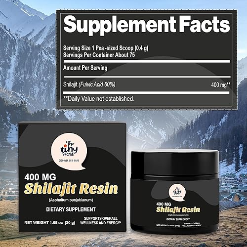 Miniatura 4 de Extracto puro del Himalaya Resina Shilajit 400mg  Apoya el bienestar general y la energía para hombres y mujeres con 60% de ácido fúlvico  Sin OMG,