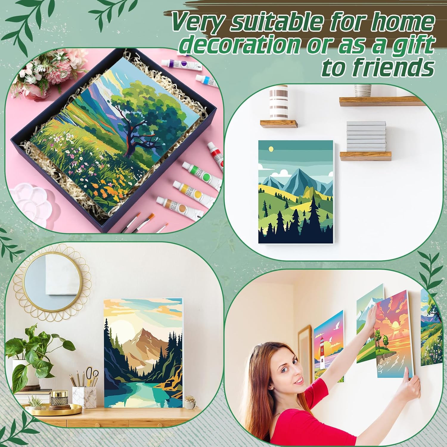 Zhanmai 88 Pcs 8 x 10 Inch Pre Drawn Canvas for Painting Kit Pre Stretched Canvas for Sip and Paint Party Favor Coloring DIY Virtual Party Birthday Gifts Adult's Date Night(Natural Scenery)