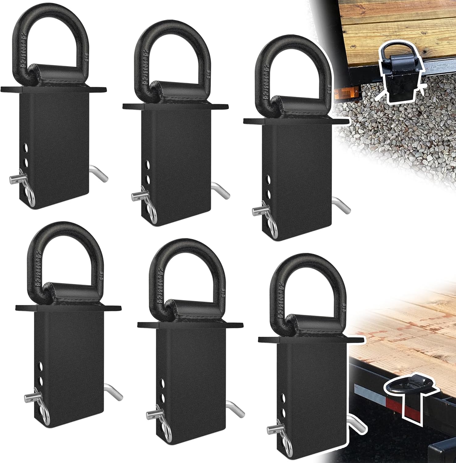 Stake Pocket D Rings 6Pcs 18000lbs Heavy Duty Removable D-Ring